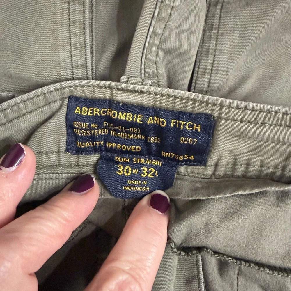 Abercrombie‎ Fitch Cargo Pants Paratrooper Green Slim Straight Utility 30X32